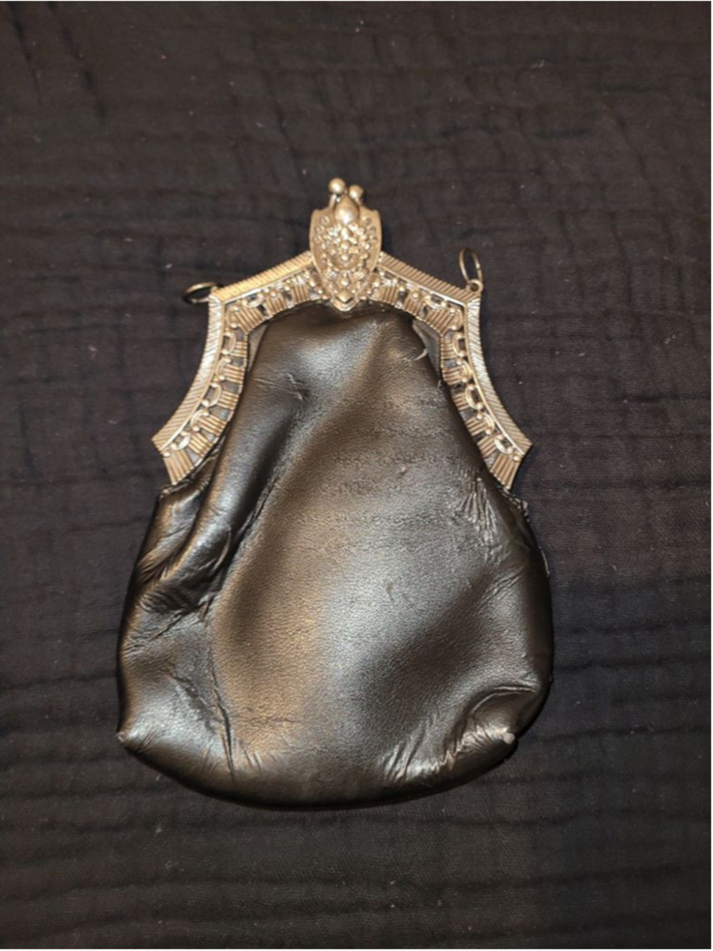 Widow Black Gothic Frame Clutch Purse Kiss Lock Bag Upcycle Repair No Strap